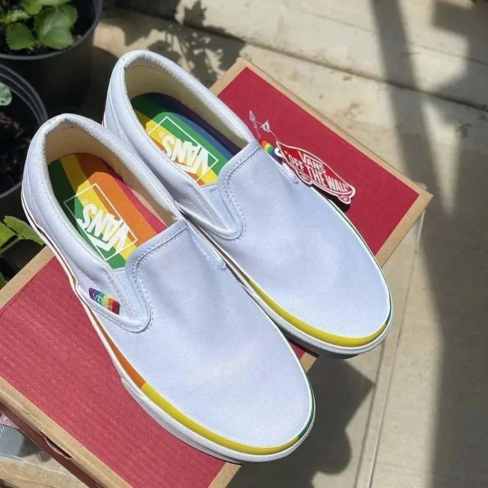 White Vans with Rainbow piping - Picture 2 of 13